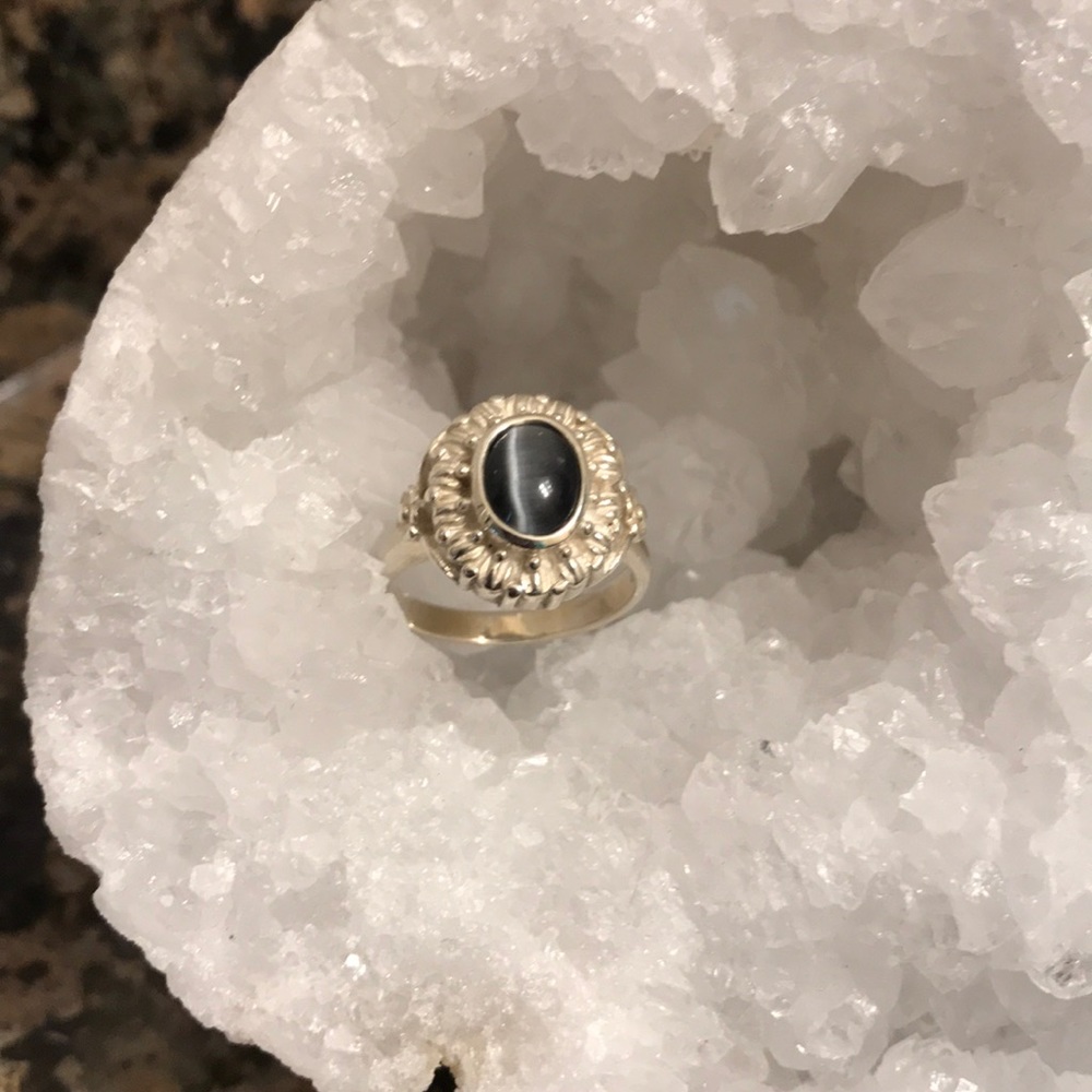 - STERLING SILVER GRAY CATS EYE RING SIZE 7 …